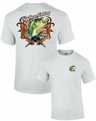 Camiseta de pesca de lubina grande pescador al aire libre peces navegación deporte Foto 1 de 4