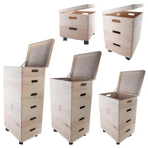 2-6 Stufen Kiefer stapelbar Holz Aufbewahrungsboxen Deckel Räder | Einfach Unlackiert Zum Selbermachen - Bild 1 von 41