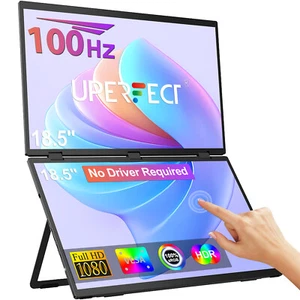 Delta Max Touch - 18.5" Stacked Monitor 1080P Laptop Touch Folding Dual Screen - Picture 1 of 10