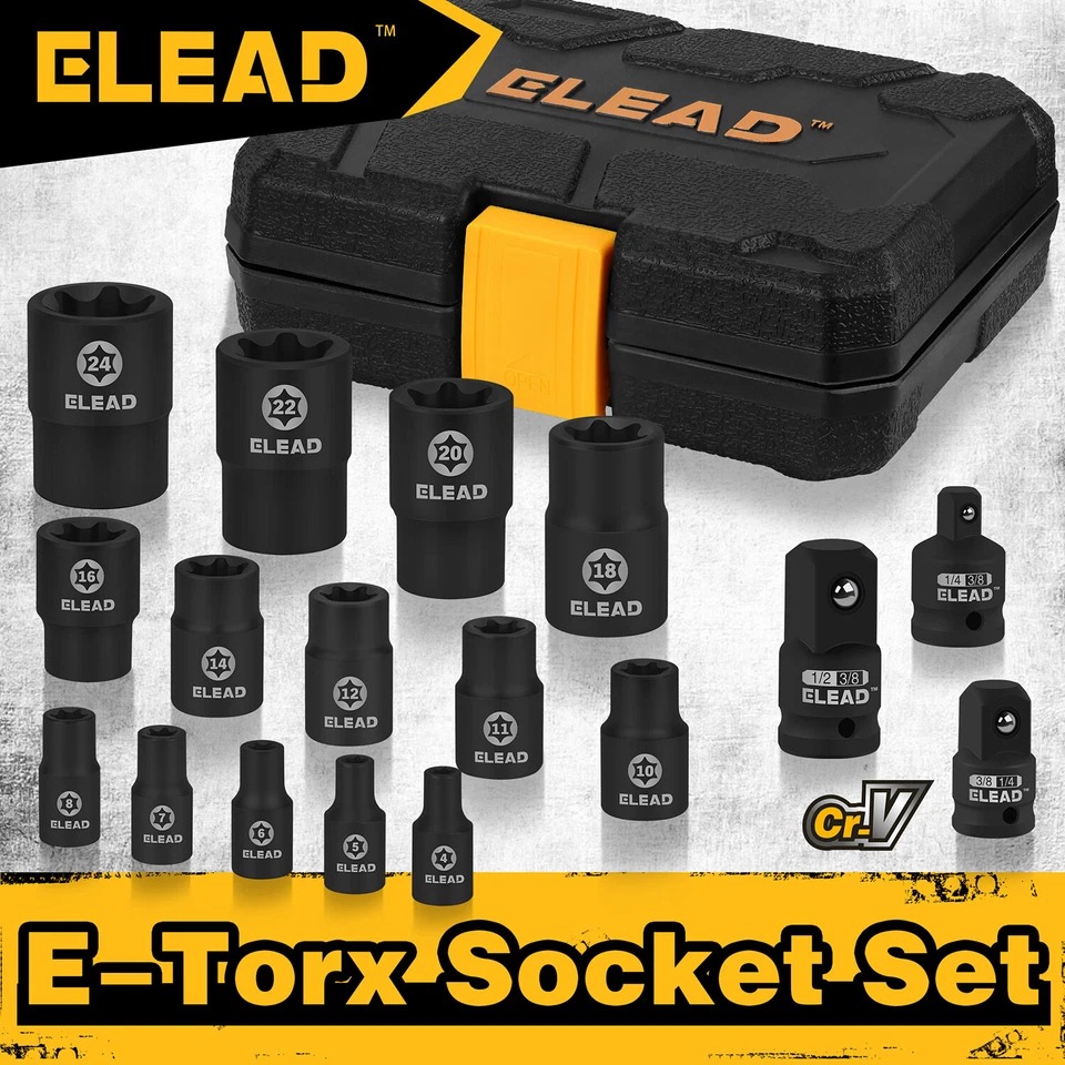 17-Piece Inverted E-Torx Socket Set Impact Star Female Sockets for Impact Wrench - Image 1 of 4