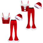 Women's Crop Top And Pants Holiday Costume Trimming Outfits Sexy Fancy Dress