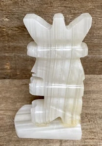 Vtg Hand Carved Mayan Aztec Tiki Bookend Alabaster Marble Stone Paperweight 6"-H - Picture 1 of 9