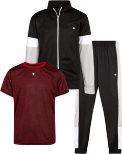RBX Boys' Jogger Set - 3 Piece Tricot Sweatshirt, Sweatpants, and T-Shirt Tracks - Picture 1 of 8