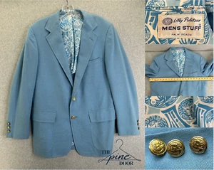 Vintage Lilly Pulitzer Mens Stuff Palm Beach Sport Coat Blazer Baby Blue 41 / 42 - Picture 1 of 23