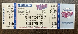 Boleto de juego consecutivo original del 1 de agosto de 1994 Cal Ripken Jr. 2000 - Imagen 1 de 3