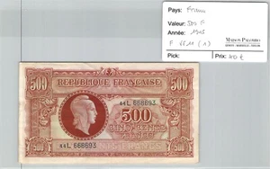 Banknote France - 500 Francs - 1945 - Fayette VF 11 (2) - N° 668693 - Picture 1 of 2