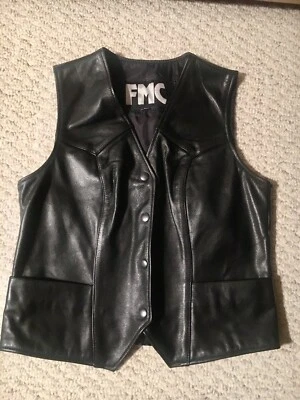 Chaleco de equitación de cuero negro FMC motociclista motocicleta mujer pequeño S Foto 1 de 4