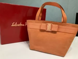 Salvatore Ferragamo Tote Bag Leather Orange Made in Italy Genuine Product - Picture 1 of 9