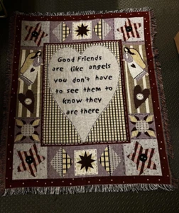 Good Friends Are Like Angels Throw Blanket Tapestry Country Farmhouse 50" x 60" - Picture 1 of 4