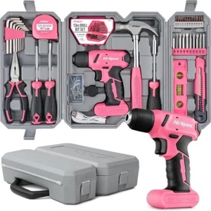 58 tlg. Werkzeugkoffer in Pink mit 8V USB Pinkem Akkuschrauber für Frauen - Bild 1 von 5
