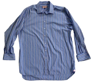 Thomas PINK Camicia Uomo 18/35.5 Blu French Cuff Blue Stripe London 2XL - Foto 1 di 7