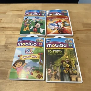 VTECH MOBIGO: Lot of 4 Learning Games CARS, Mickey ,Dora, Shrek Tested - Picture 1 of 21