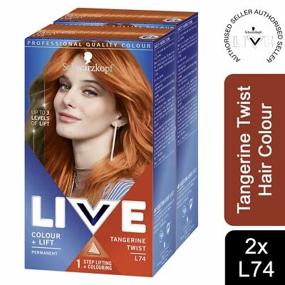 2x Schwarzkopf Live Color + Lift Permanent Colour Haarfarbe, L74 Tangerine Twist
