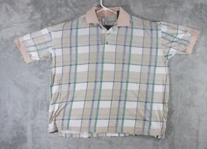 Camisa Polo Sauce By Berne Para Hombre Grande Manga Corta Algodón Beige A Cuadros Informal - Imagen 1 de 11