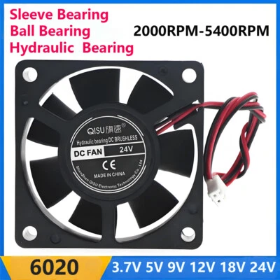 6020 DC Brushless Cooler Black Silent Cooling Fan For Desktop PC Computer Case - Image 1 of 4