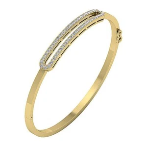 14k Yellow Gold Women's Bangle Bracelet VVS1 G 1.00 Ct Natural Diamond 5.60 MM - Picture 1 of 8