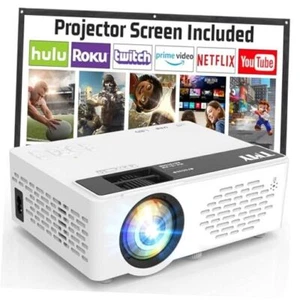 Mini Projector, Upgraded Bluetooth Projector with Screen, 1080P Full HD - Picture 1 of 7