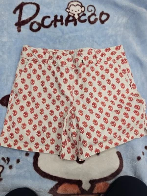 Pantalones Cortos ANN TAYLOR LOFT Talla 8 Rojo Estampado Floral Cremallera Lateral Blanco Algodón Elástico Foto 1 de 4