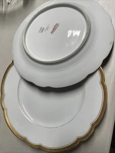 2-L BERNARDAUD LIMOGES D C FRANCIA HIGGINS & SEITER PLACA NY 8 1/2 Oro Blanco - Imagen 1 de 4