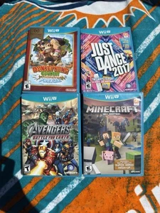 Nintendo Wii U 4x Game LOT Minecraft , Donkey Kong, Just Dance 2017, Avengers - Picture 1 of 4