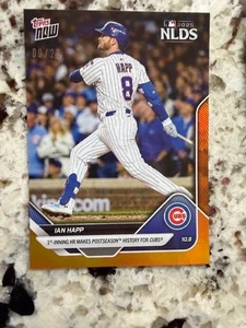 2025 TOPPS NOW MLB ORANGE FOIL PARALLEL NLDS CARD /25 CHICAGO CUBS IAN HAPP #848 - Bild 1 von 1