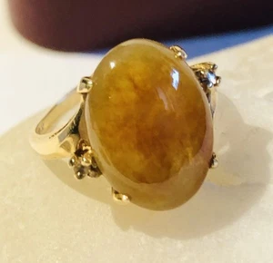 VTG 14k Yellow Gold Beautiful Carnelian Ring W/2 Tiny Diamond, Size Approx:5.25 - Picture 1 of 10