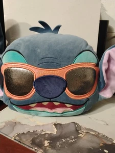 Disney Lilo & Stitch Almohada Felpa 18" Cabeza de Puntada con Gafas de Sol Azul - Imagen 1 de 6