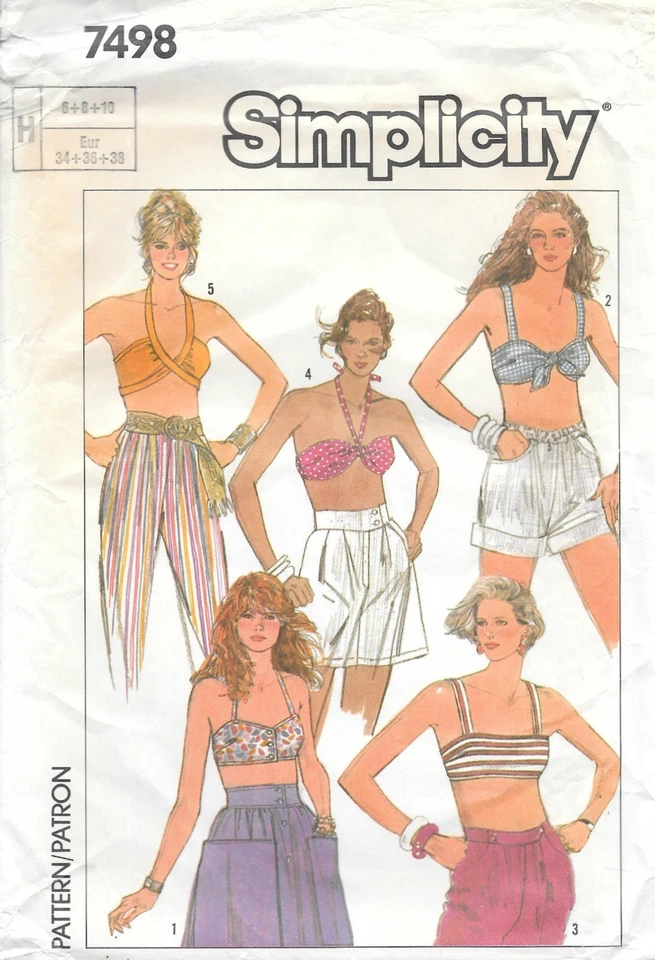 Simplicity Sewing Pattern # 7498 Five Easy To Sew Bra Tops Misses' Size: 6-8-10 - Image 1 of 2