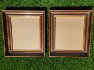 Pair Antique Vintage 17 x 15 Frames-Walnut wood, gold liner, glass-Circa 1900 - Picture 1 of 11