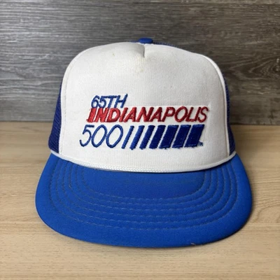 Vintage 65th Indianapolis 500 Hat Cap Snap Back One Size Trucker Auto Racing 80s - Image 1 of 4