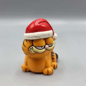 Vintage Garfield die Katze Weihnachtsfigur mit Nikolausmütze 2" groß - Bild 1 von 10