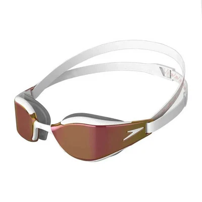 Speedo Fastskin Hyper Elite Mirrored Swimming Goggles, White/Grey Rose Gold - Image 1 of 4