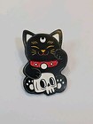 Lucky Black Cat With Skull Lapel Pin