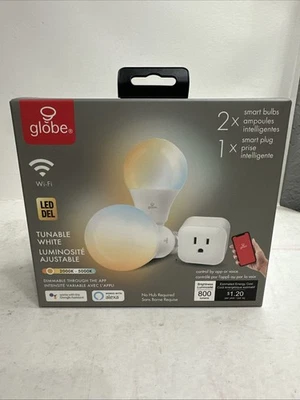 Globe Wi-Fi Smart 60w Bulbs & Plugs Tunable Dimmable A19 E26 Base - New - Image 1 of 4