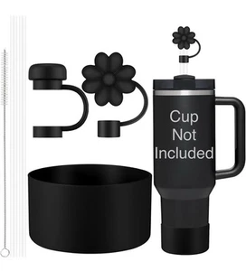 6pcs Accessories Stanley Cups 20-40oz Black Straws, Cover, Brush, Foot, NO CUP - Picture 1 of 2