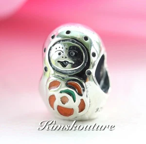 PANDORA Retired Sterling Silver Babushka Bead with Orange Enamel 790582ER - Picture 1 of 3