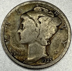 1925-P Merkur Groschen 10c zirkuliert 90% Silber - ST403 - Bild 1 von 2