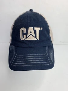 Caterpillar CAT Equipment Trucker Blue and White Mesh Hook & Loop  Hat - Picture 1 of 6