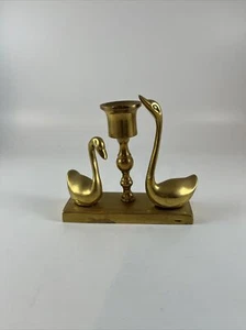 Vintage Brass Swan Candle Holder- 4.25” tall - Picture 1 of 5