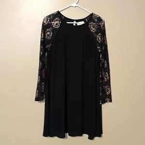 Vestido Everly Mini Manga 3/4 Negro Mujer Talla Grande - Imagen 1 de 5