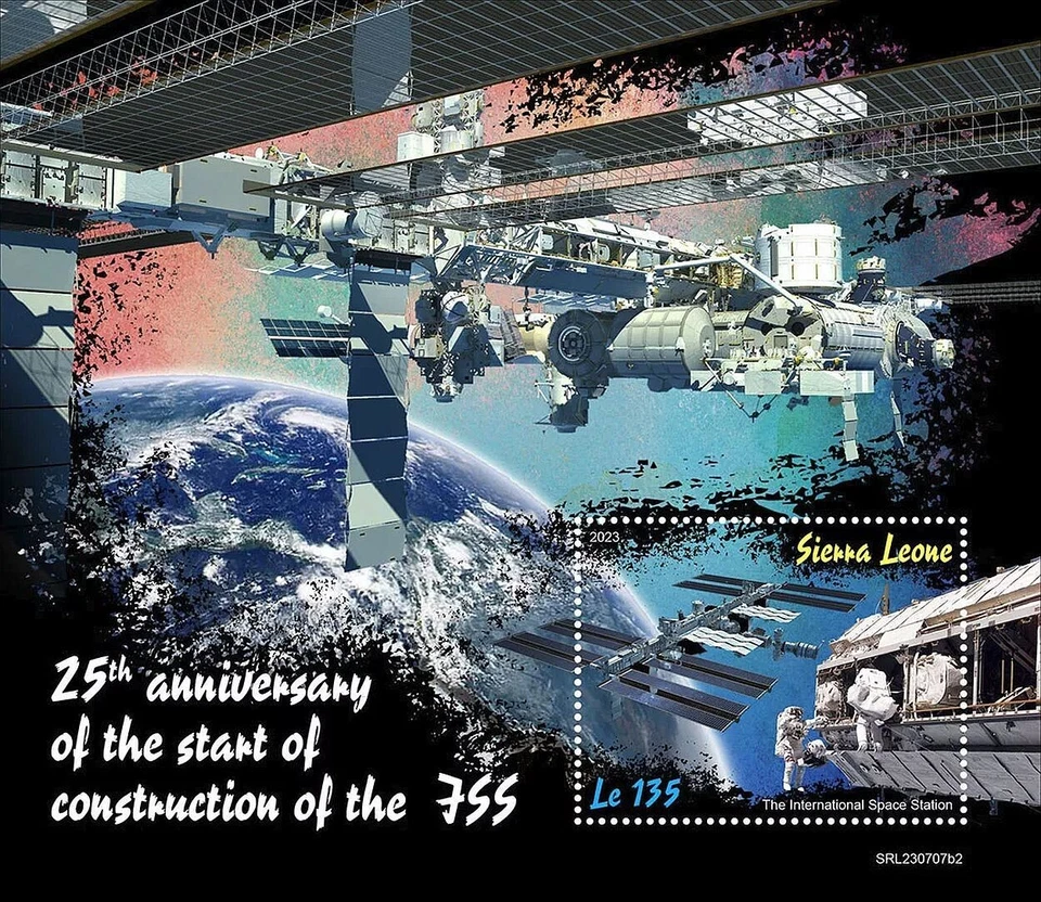 ISS 25th Anniversary INTERNATIONAL SPACE STATION Stamp Sheet 2 2023 Sierra Leone - Image 1 of 1