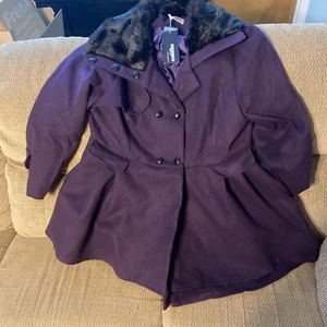Seagoo Winter faux fur coat Jacket purple xxl - Picture 1 of 4