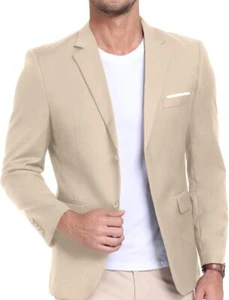 Mens Suit Jacket Slim Fit Blazer for Men Business Suit Blazer Lightweight Casual - Picture 1 of 18