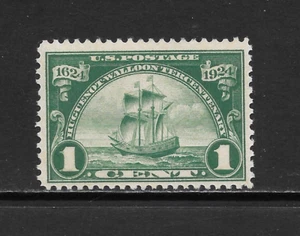 UNITED STATES SCOTT 614 MNH FINE - 1924 1c DK GREEN - HUGENOT-WALLOON ISSUE (E) - Picture 1 of 2