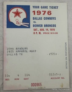 Preseason Salesmanship Club 1976 Dallas Cowboys Football Ticket v Denver Broncos - Picture 1 of 1