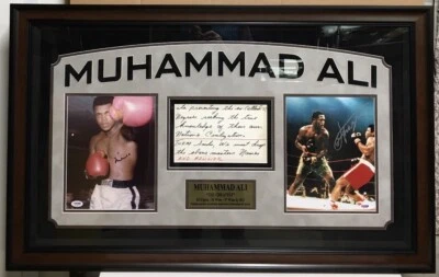 Muhammed Ali & Joe Frazier Signed 8x10 w/ Handwritten Speech By Ali-PSA/DNA - Image 1 of 4