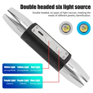 White Yellow 365nm UV Light LED Flashlight for Jade Jewelry Gem Amber Test Torch - Picture 1 of 9