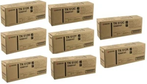 Lot of 8 New Genuine Kyocera TK-512K TK-512C TK-512M TK-512Y Toners TK512 - Picture 1 of 1