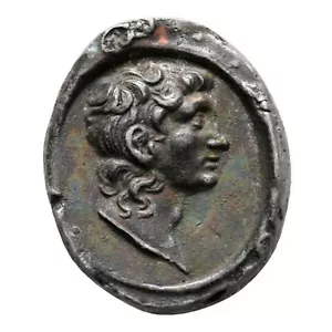 Empreinte portrait antique sur plomb 1860-1880 style grec Prov. British Museum - Imagen 1 de 3