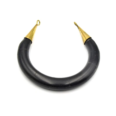 Bone Crescent - U-Shaped Crescent Pendant W Gold Bails - Bovine Bone Focal Penda - Image 1 of 2